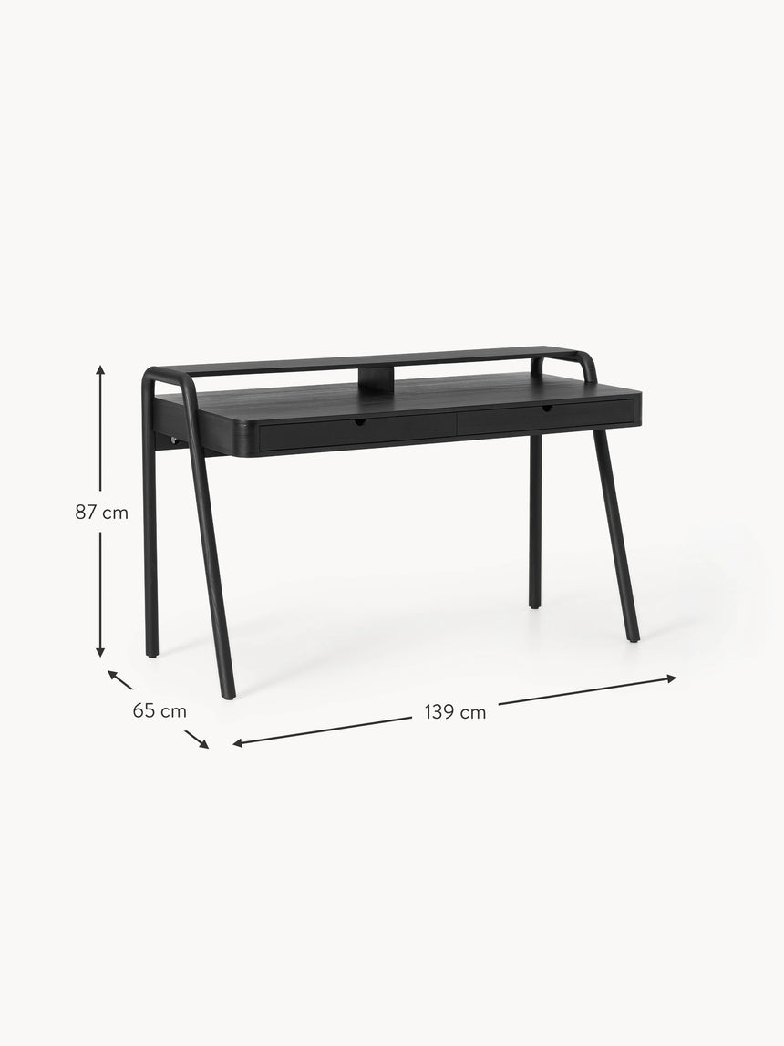 Adel Çekmeceli Ahşap Çalışma Masası Siyah