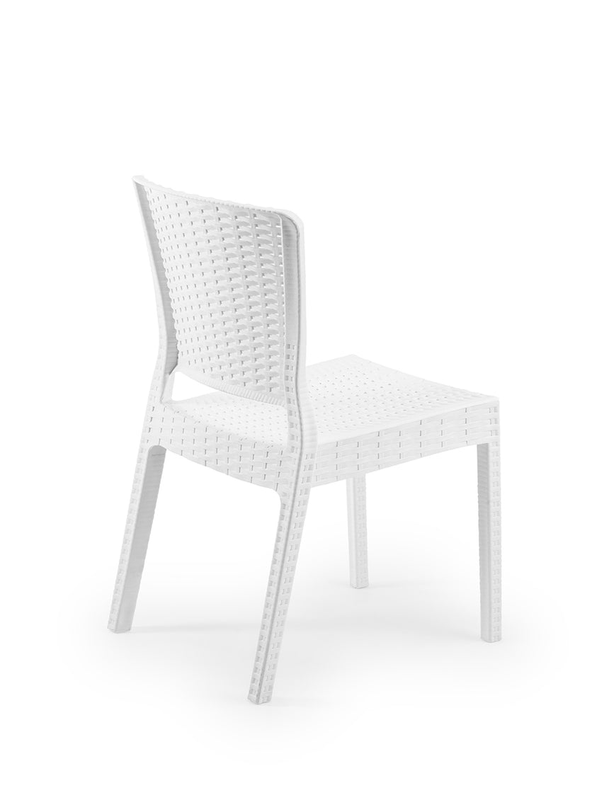 Antares Rattan Görünümlü Polipropilen Sandalye Beyaz