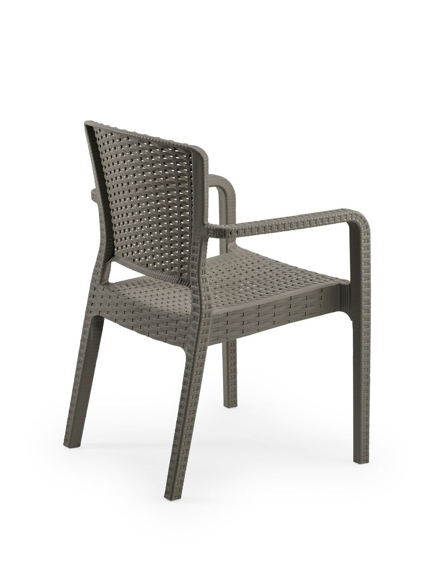 Antares Kollu Rattan Görünümlü Polipropilen Sandalye Vizon