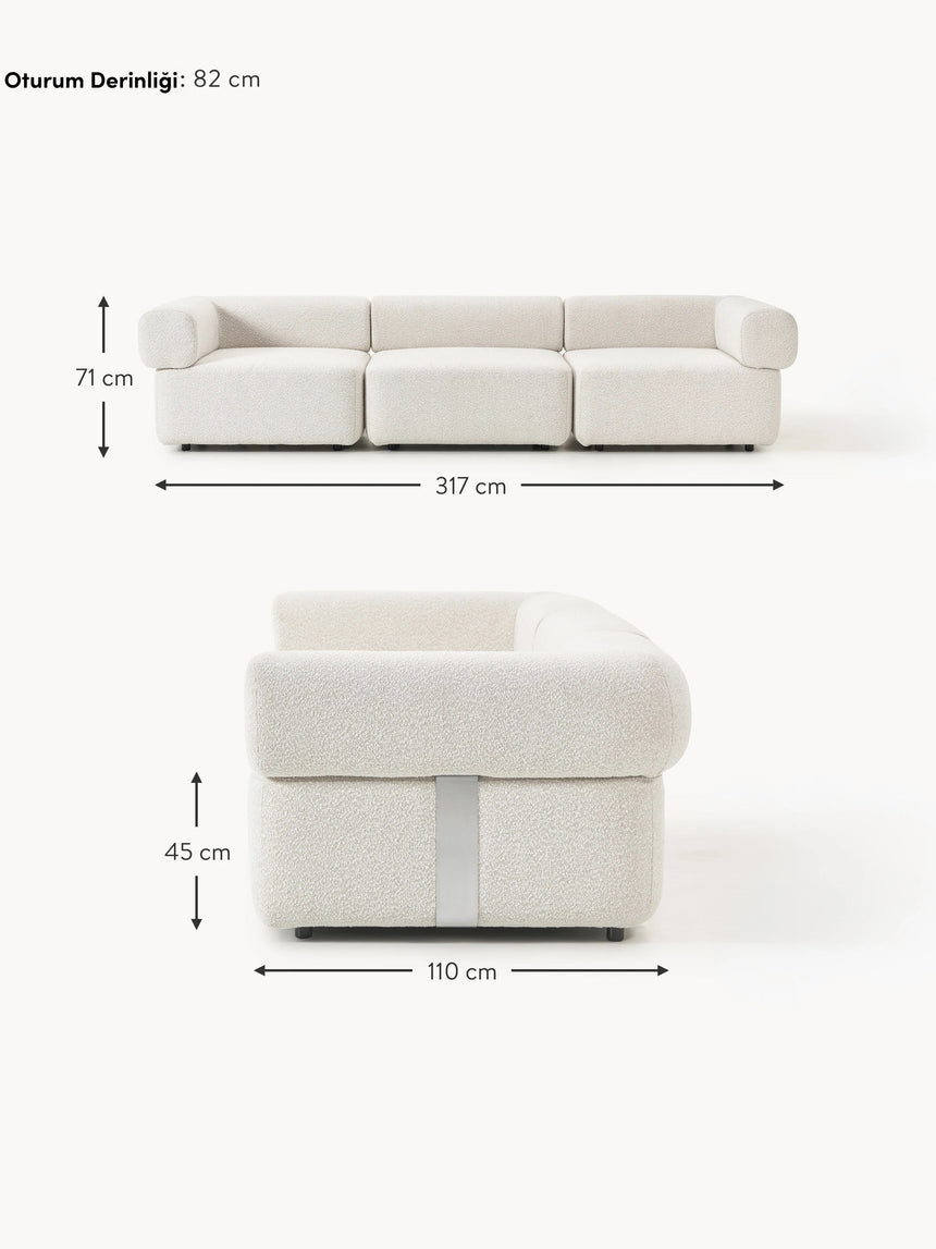 Apple Dörtlü Koltuk Kırık Beyaz Bukle