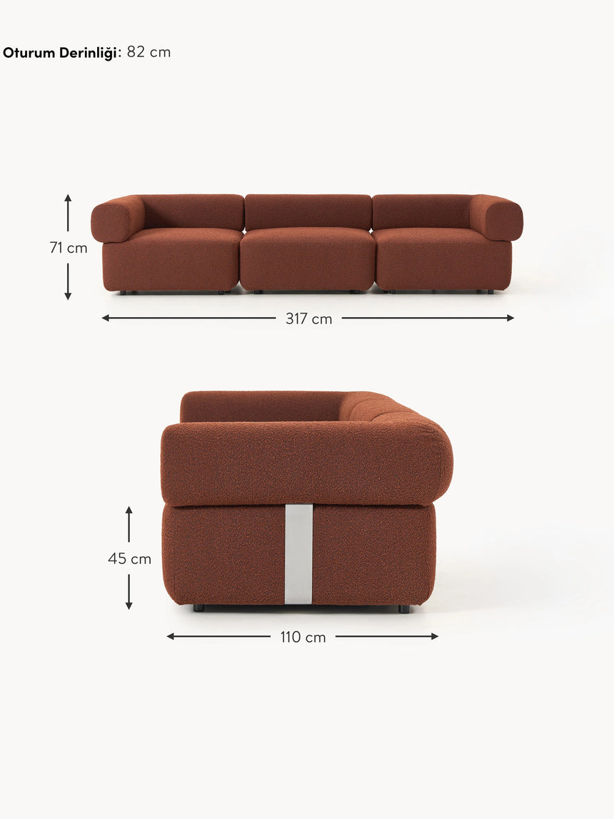 Apple Dörtlü Koltuk Terakota Bukle