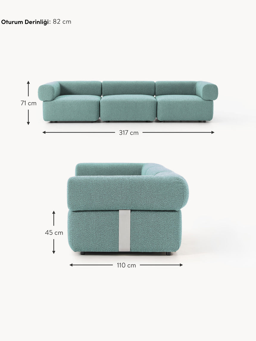 Apple Dörtlü Koltuk Turkuaz Bukle