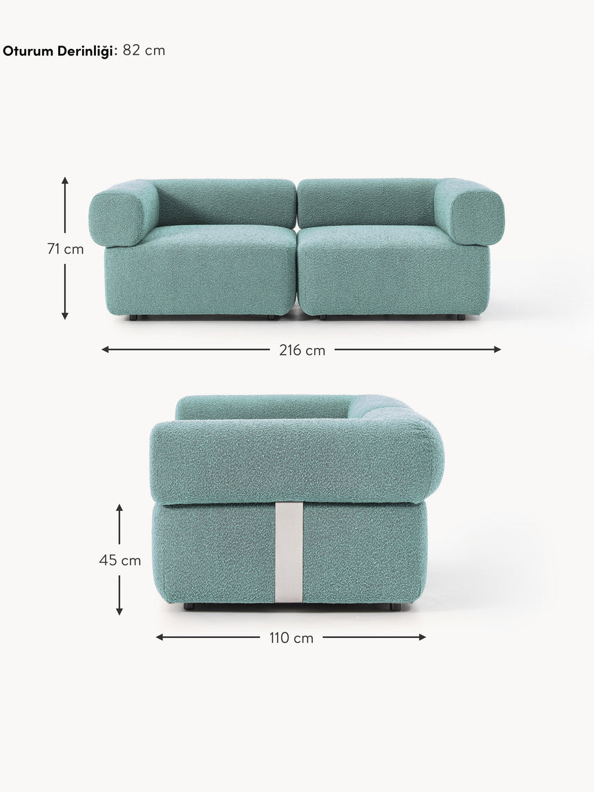 Apple Üçlü Koltuk Turkuaz Bukle