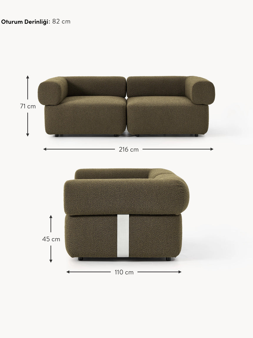 Apple Üçlü Koltuk Zeytin Yeşili Bukle