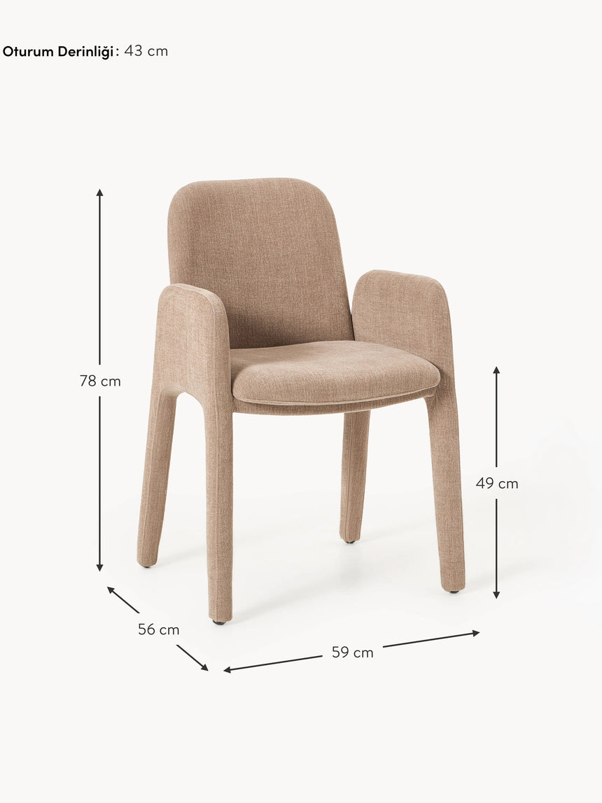 Badoo Kumaş Sandalye Açık Kahve Keten