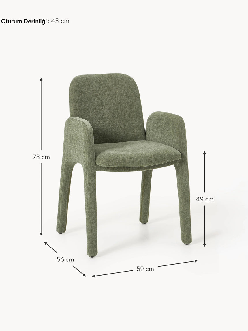 Badoo Kumaş Sandalye Zeytin Yeşili Keten