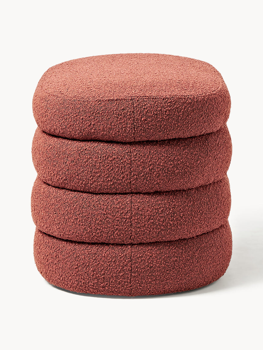 Beko Elips Sandık Puf Şarap Kırmızısı Bukle