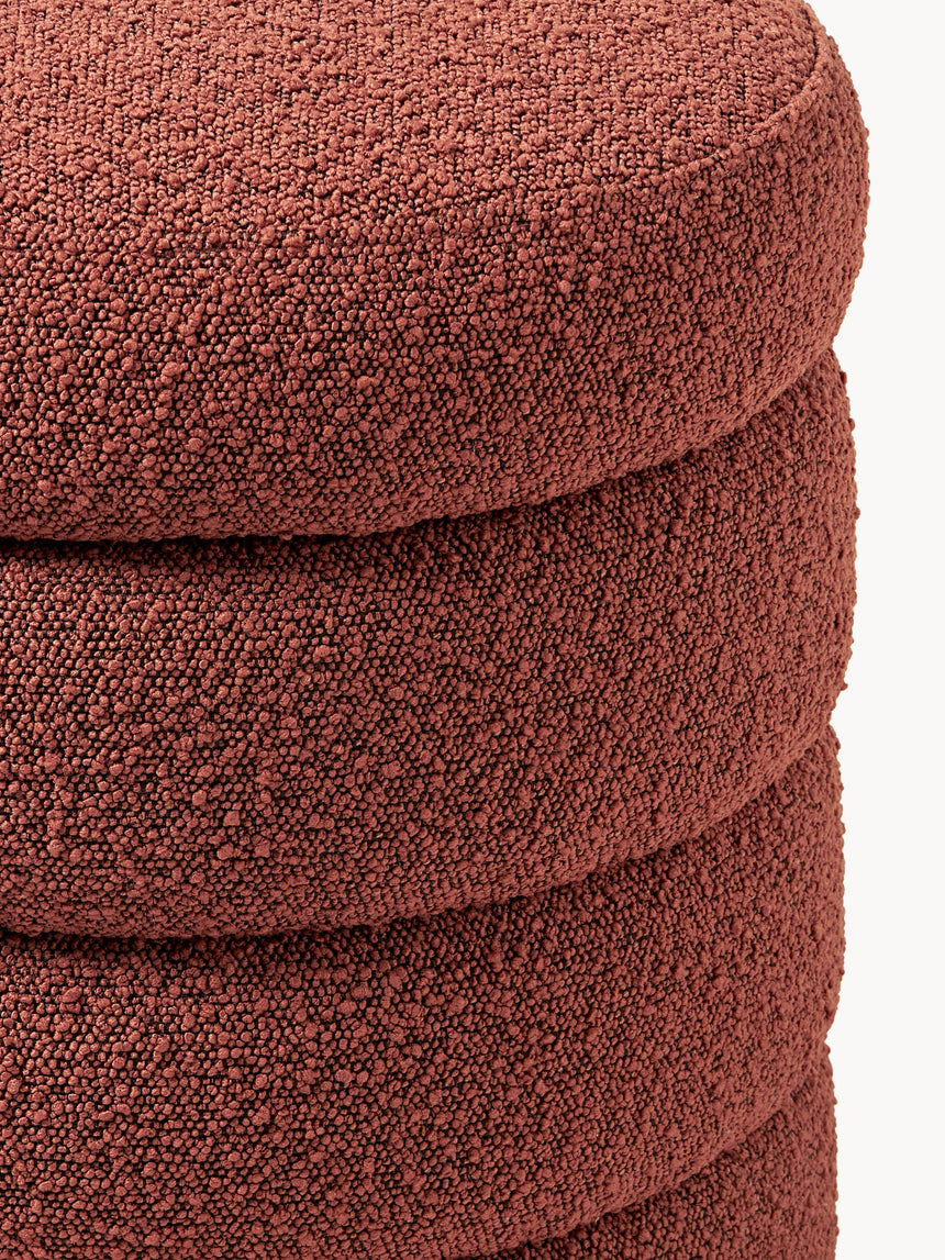 Beko Elips Sandık Puf Şarap Kırmızısı Bukle