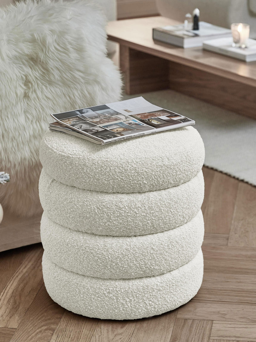 Beko Silindir Puf Kırık Beyaz Bukle