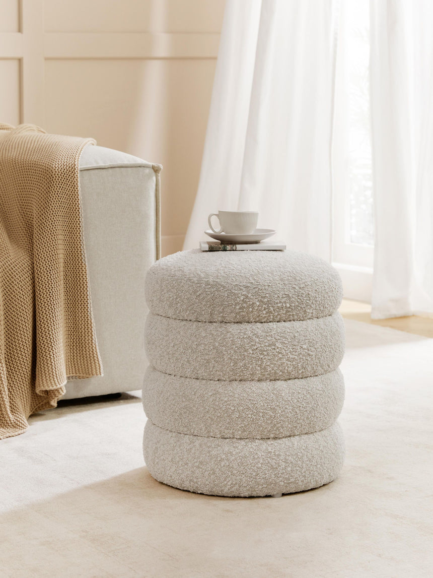 Beko Silindir Puf Kırık Beyaz Bukle