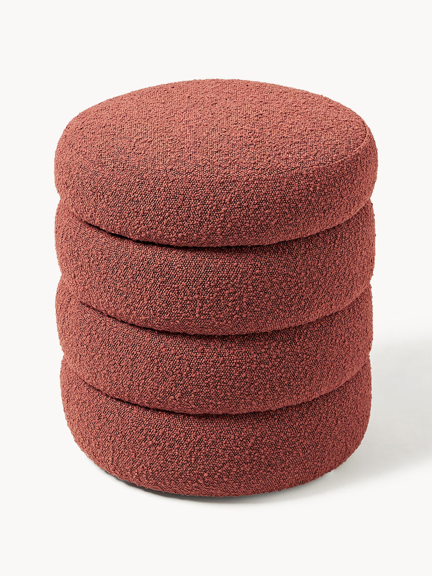 Beko Silindir Sandık Puf Şarap Kırmızısı Bukle