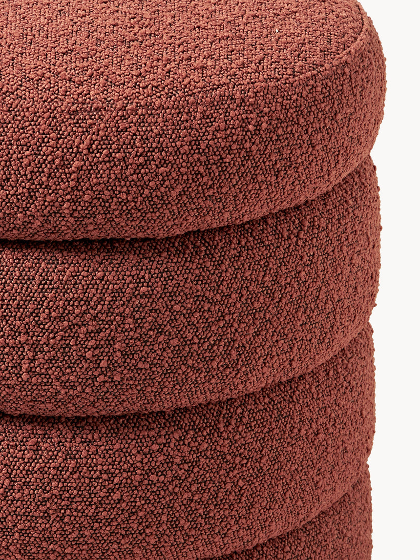 Beko Silindir Sandık Puf Şarap Kırmızısı Bukle