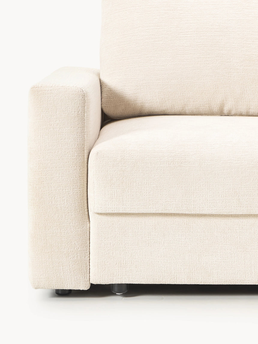 Bohem Yataklı Üçlü Koltuk Kırık Beyaz Dokuma Kadife