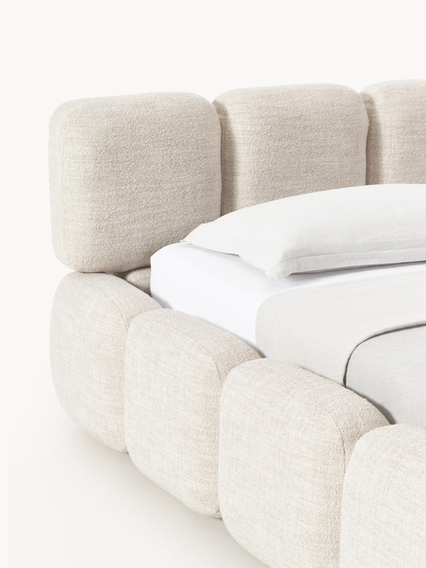 Bom Çift Kişilik Karyola Açık Bej Bukle