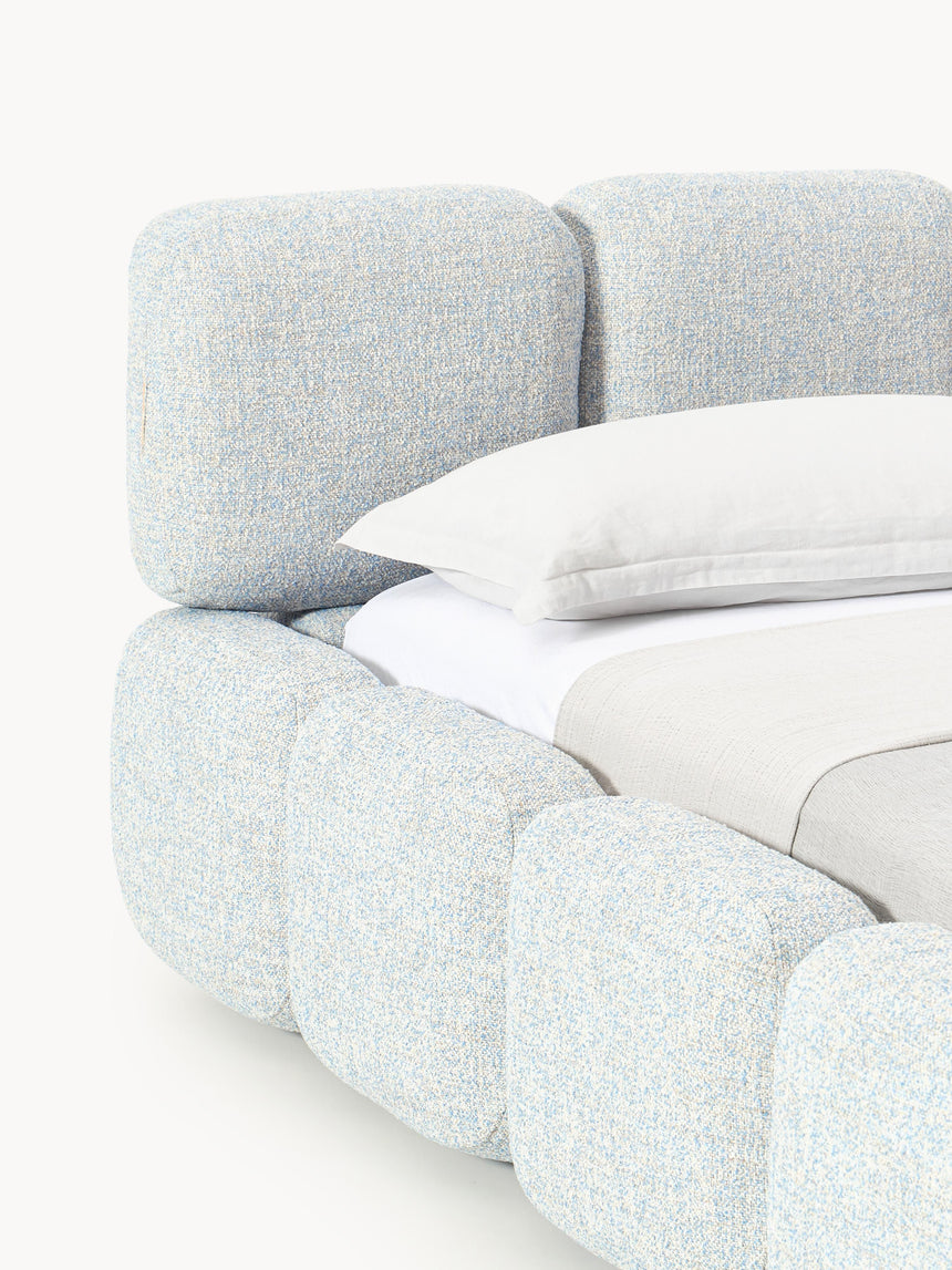 Bom Çift Kişilik Karyola Açık Mavi Bukle