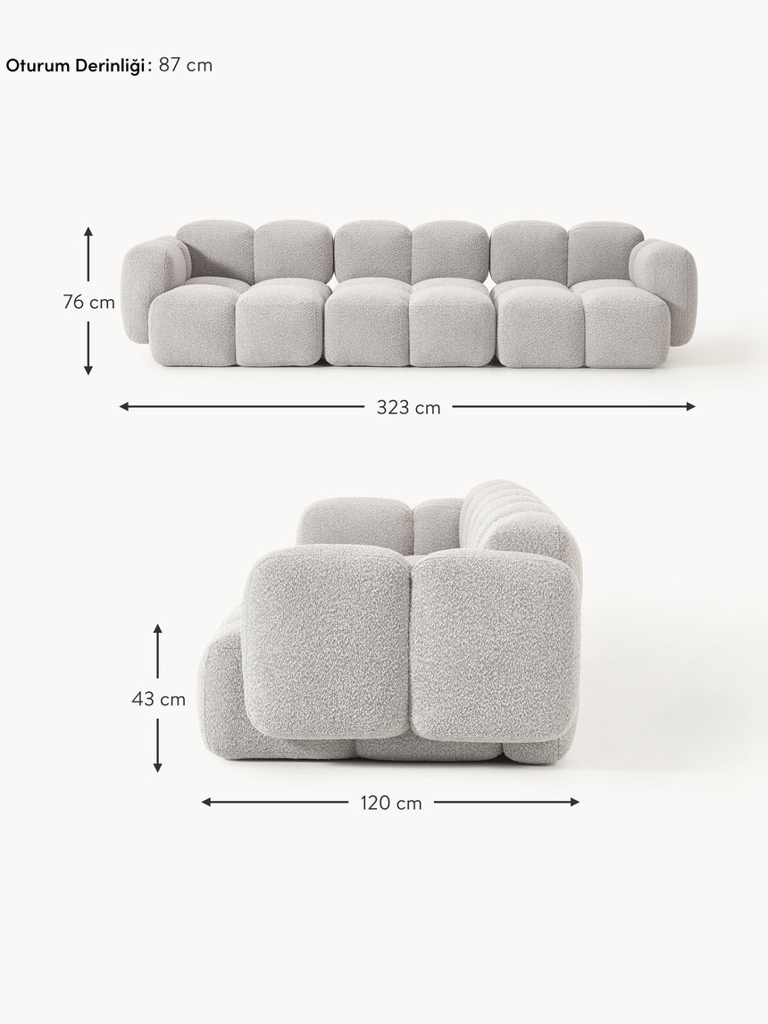 Bom Dörtlü Koltuk Gri Bukle