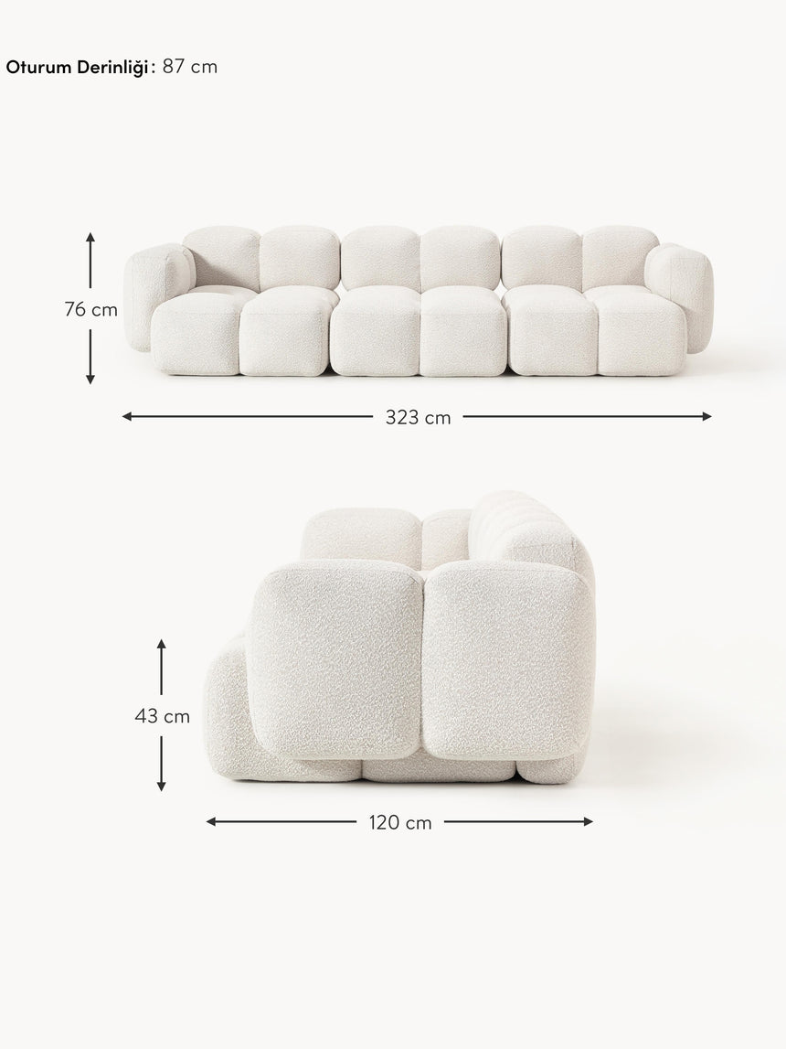 Bom Dörtlü Koltuk Kırık Beyaz Bukle