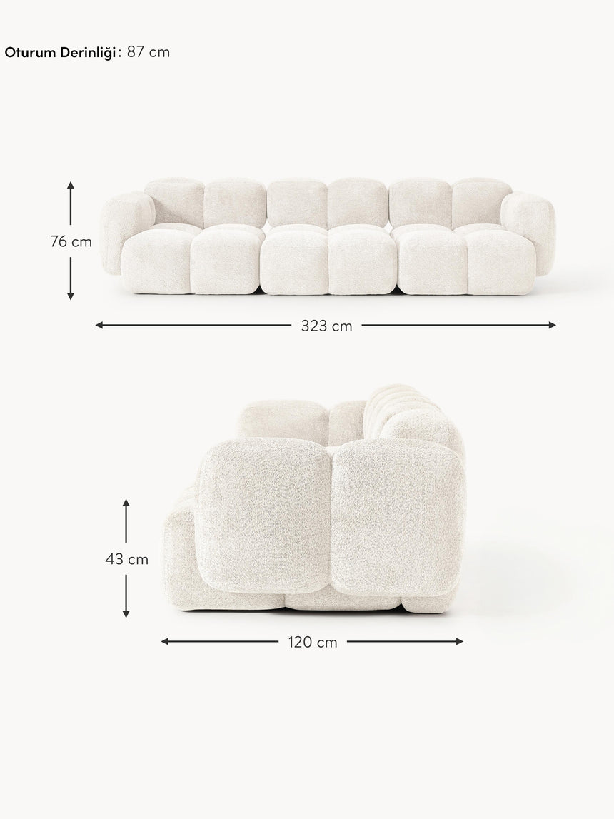 Bom Dörtlü Koltuk Kırık Beyaz Teddy