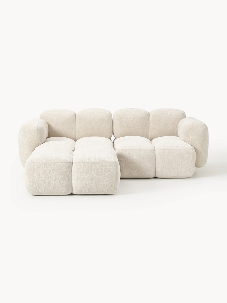 Bom Köşe Koltuk Açık Bej Dokuma Kadife