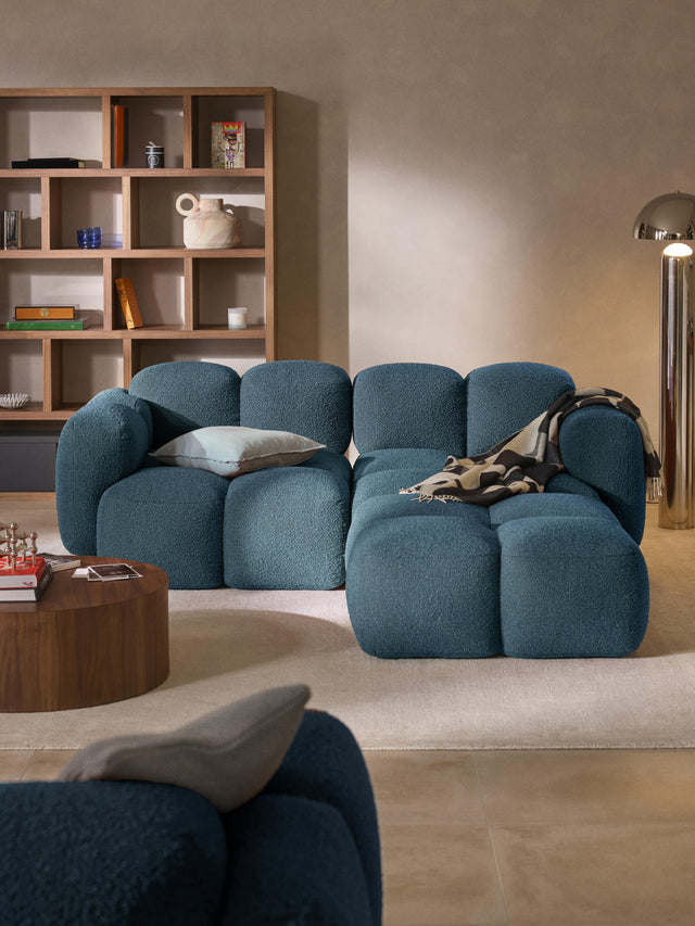 Bom Köşe Koltuk Gri Mavi Bukle