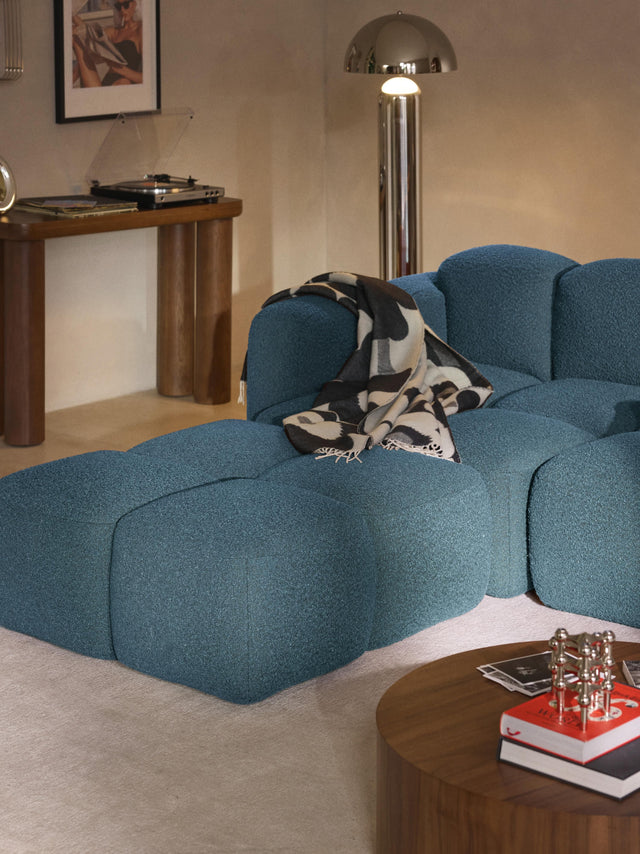 Bom Köşe Koltuk Gri Mavi Bukle