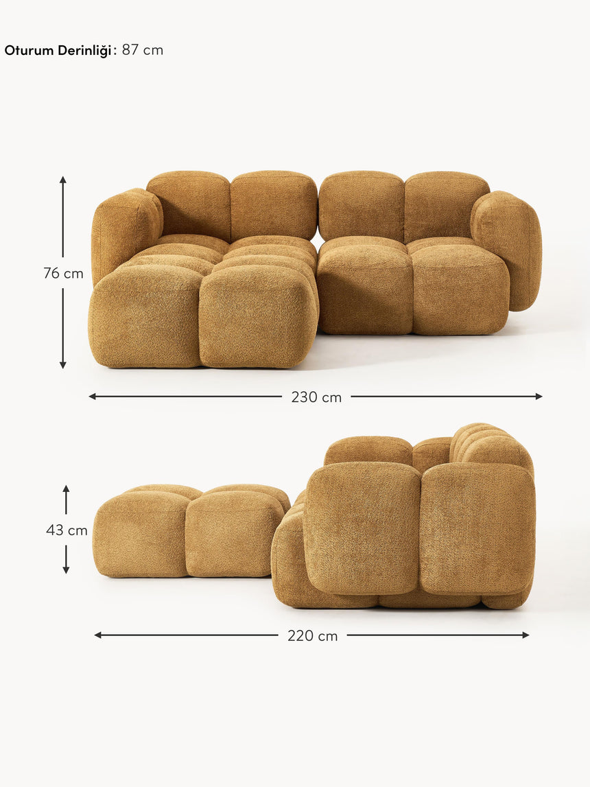 Bom Köşe Koltuk Hardal Teddy