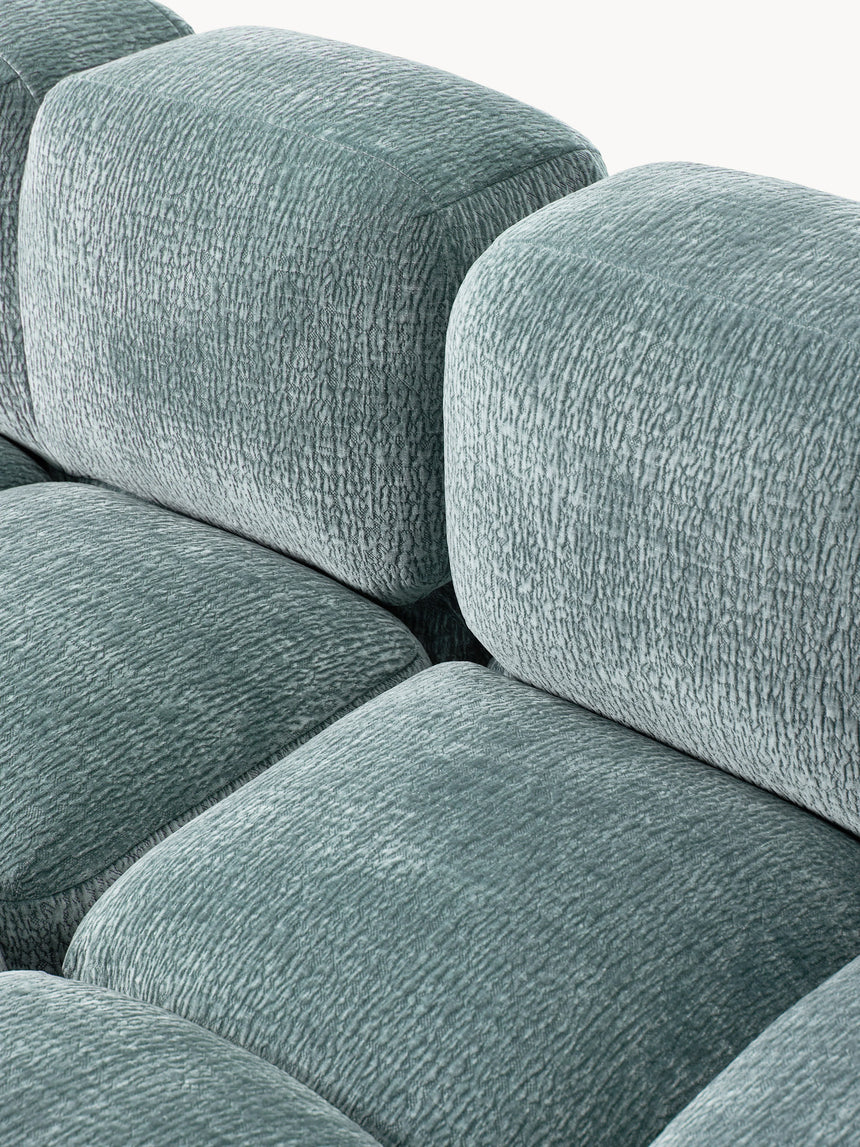 Bom Köşe Koltuk Mavi Dokuma Kadife