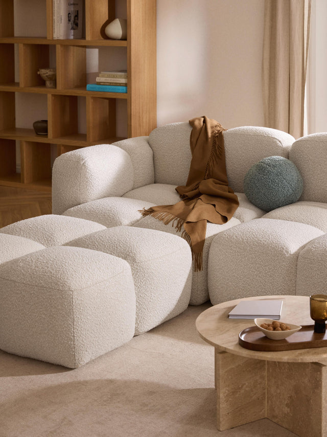 Bom Plus Köşe Koltuk Kırık Beyaz Bukle