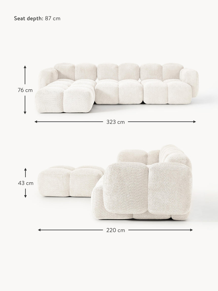 Bom Plus Köşe Koltuk Kırık Beyaz Teddy