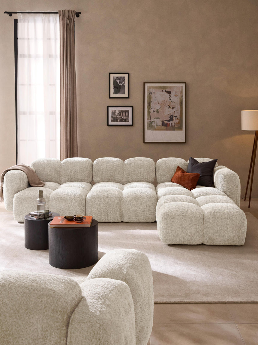 Bom Plus Köşe Koltuk Kırık Beyaz Teddy