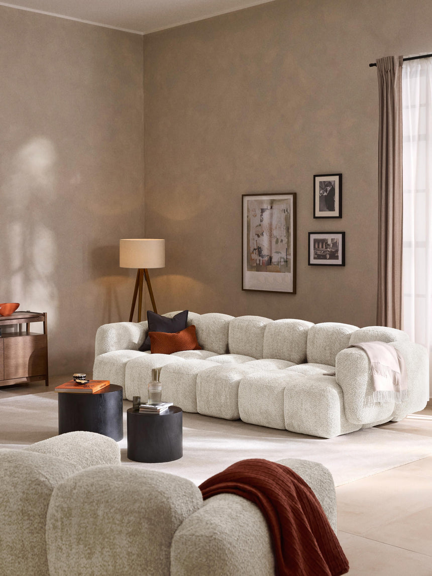 Bom Plus Köşe Koltuk Kırık Beyaz Teddy