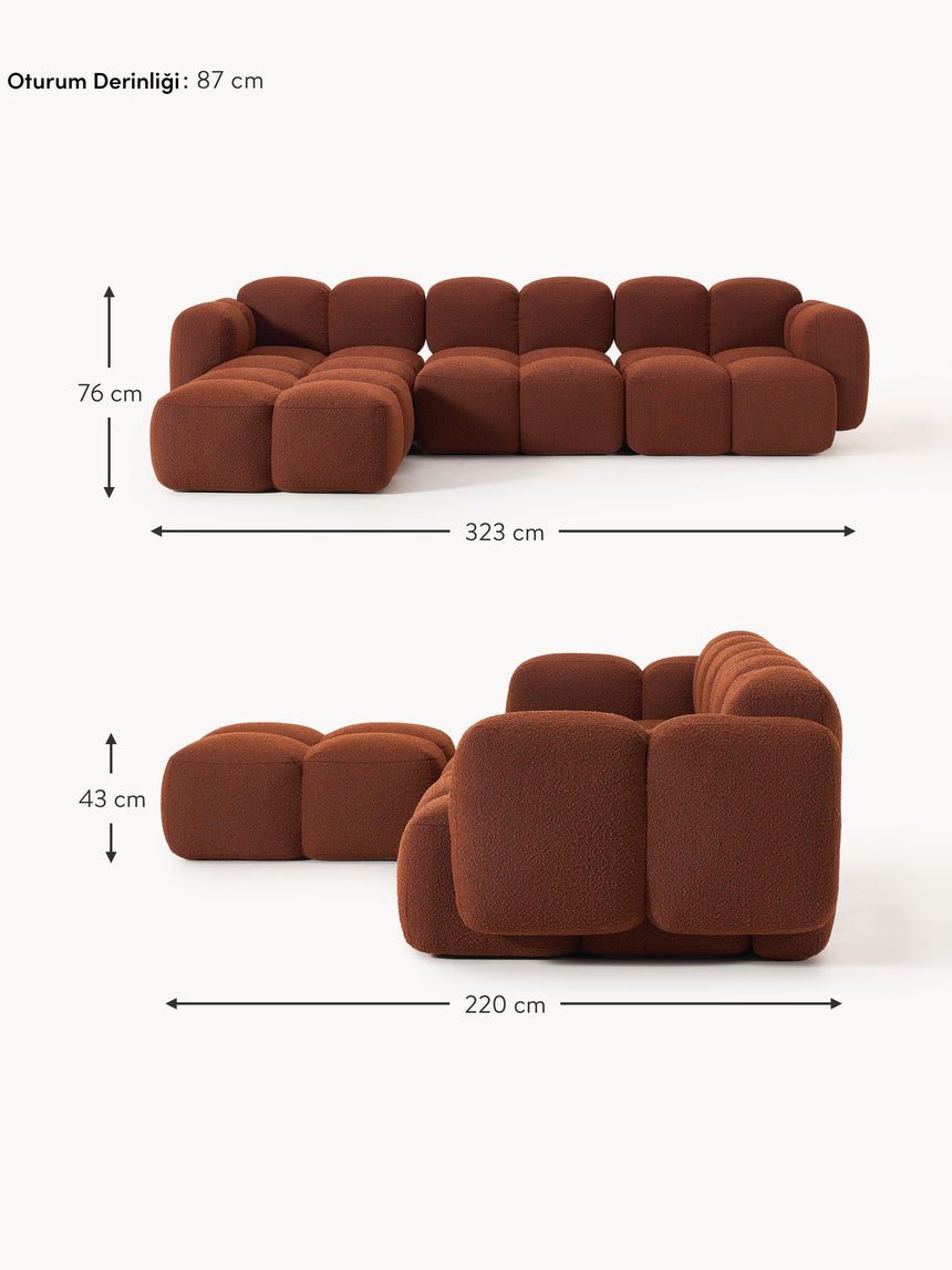 Bom Plus Köşe Koltuk Terakota Bukle