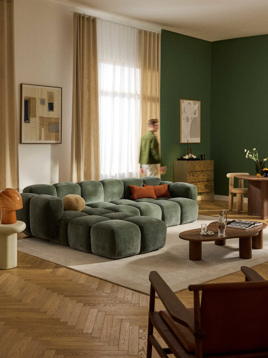 Bom Plus Köşe Koltuk Yeşil Dokuma Kadife