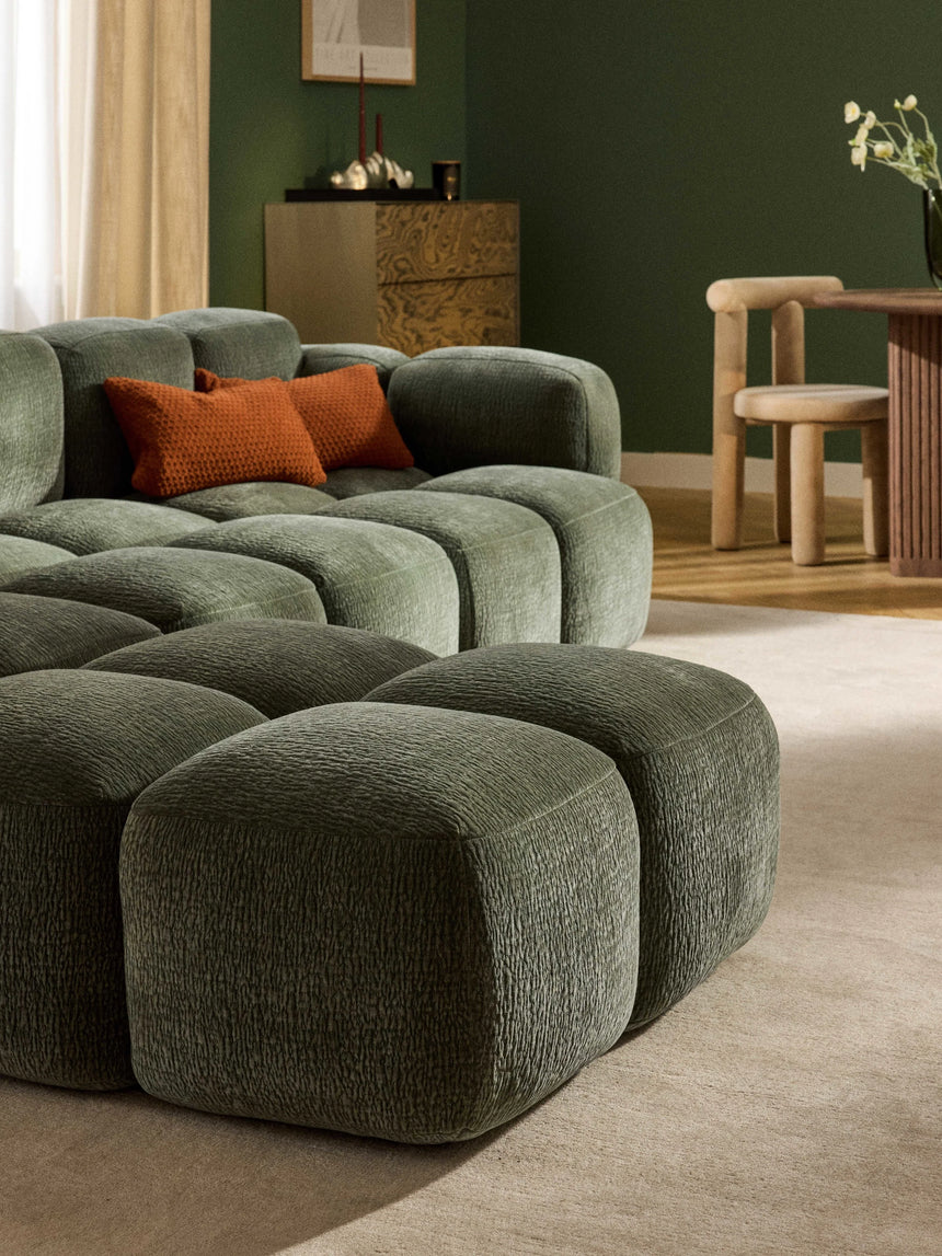 Bom Plus Köşe Koltuk Yeşil Dokuma Kadife