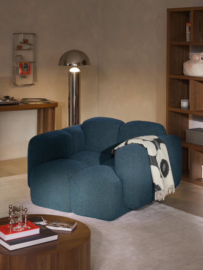 Bom Tekli Koltuk Gri Mavi Bukle