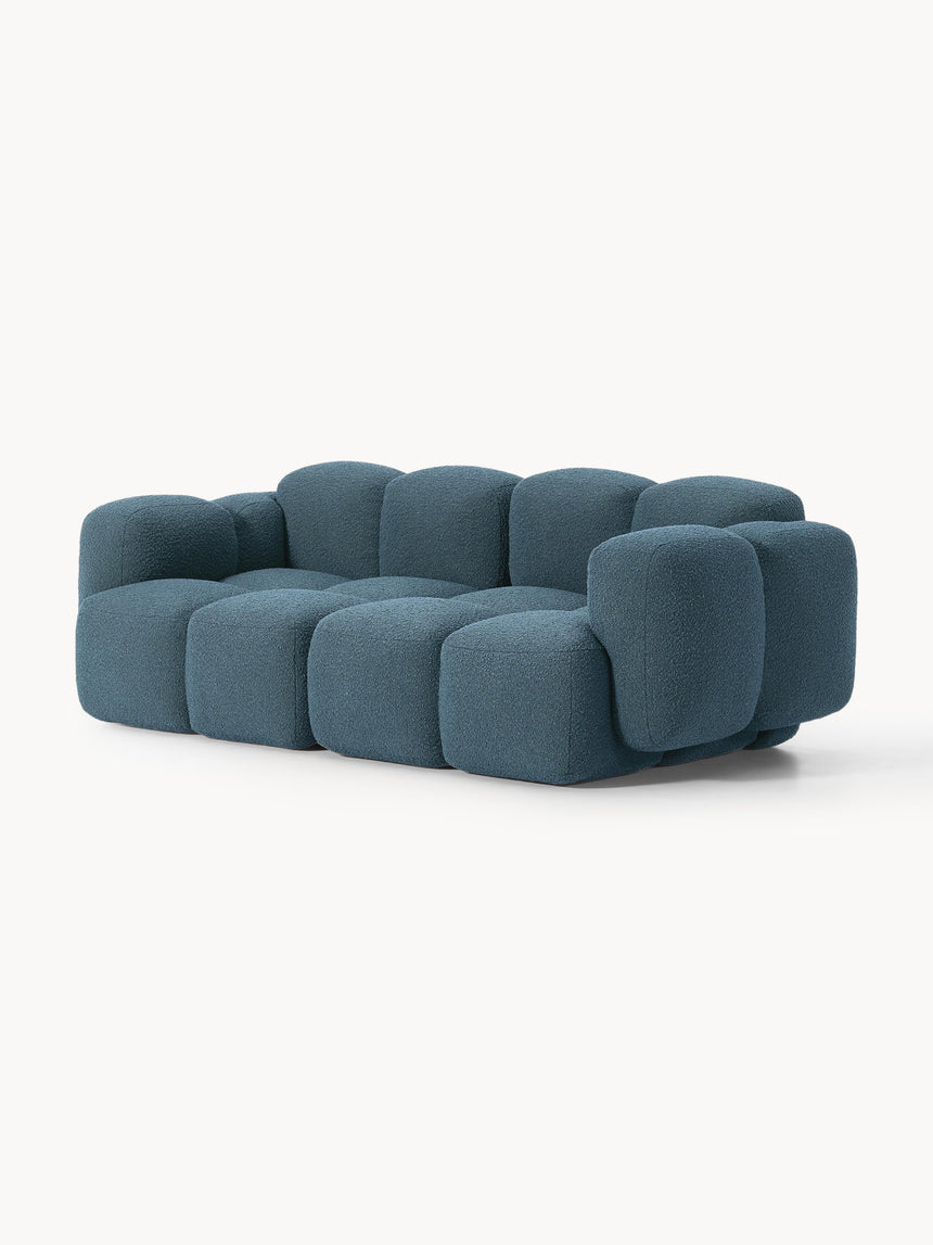 Bom Üçlü Koltuk Gri Mavi Bukle