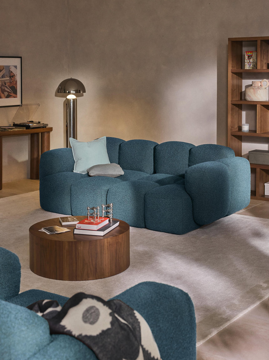 Bom Üçlü Koltuk Gri Mavi Bukle