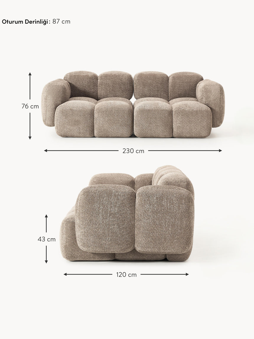 Bom Üçlü Koltuk Kahve Teddy