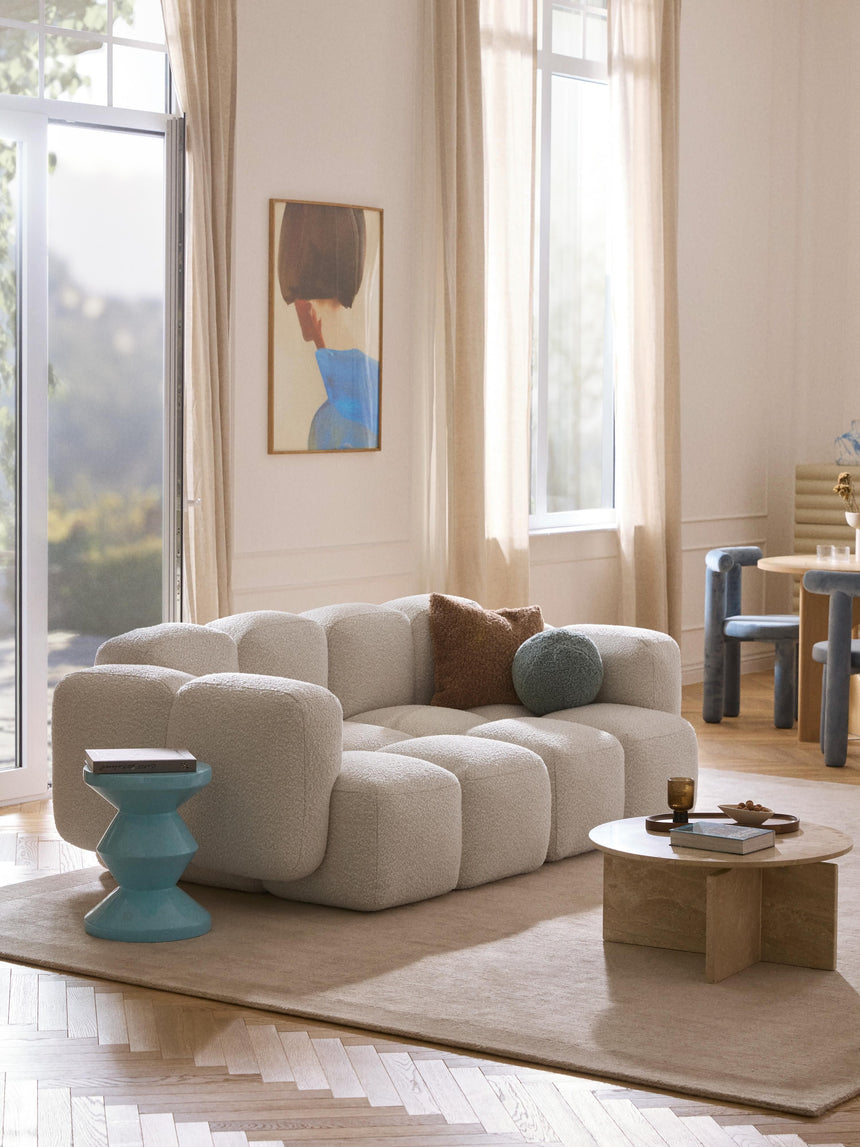 Bom Üçlü Koltuk Kırık Beyaz Bukle