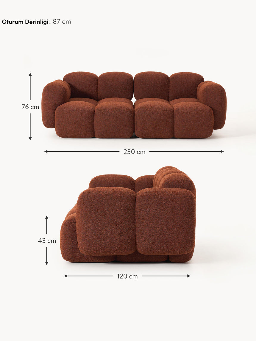 Bom Üçlü Koltuk Terakota Bukle
