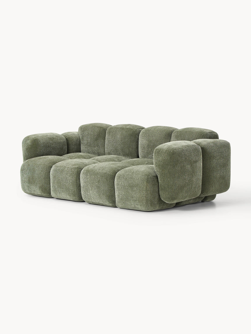 Bom Üçlü Koltuk Yeşil Dokuma Kadife