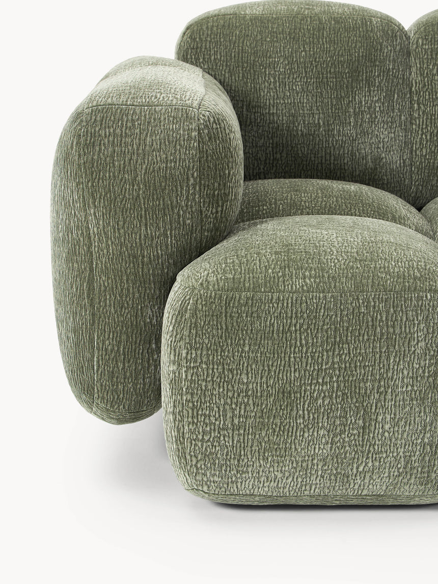 Bom Üçlü Koltuk Yeşil Dokuma Kadife