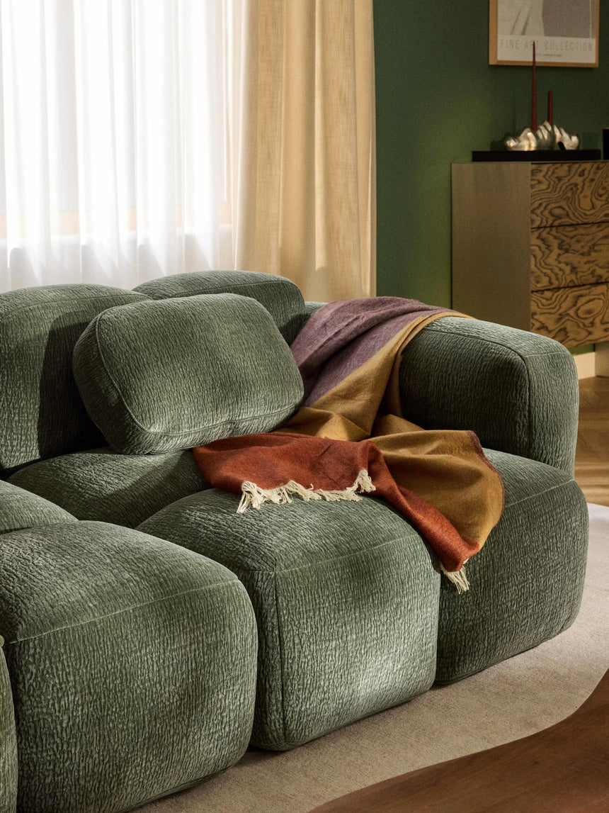 Bom Üçlü Koltuk Yeşil Dokuma Kadife