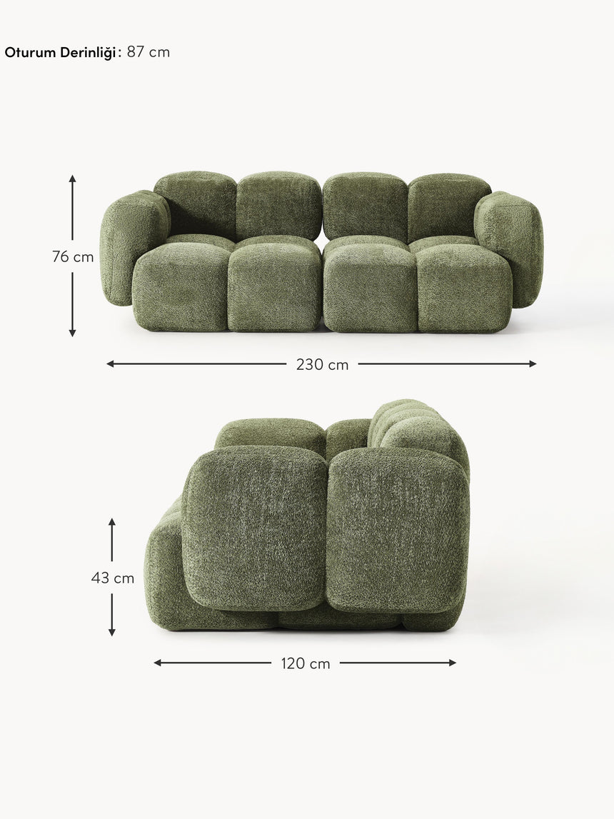 Bom Üçlü Koltuk Yeşil Teddy