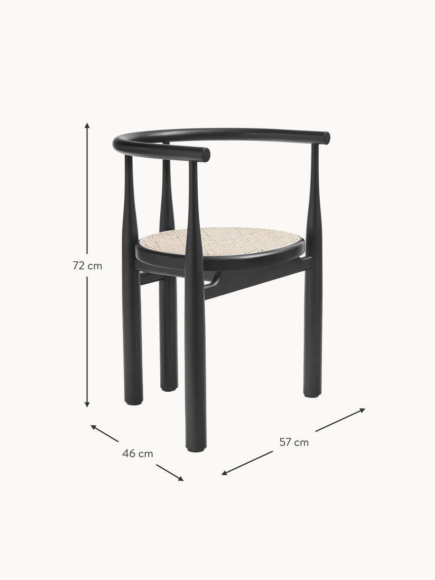 Bors Hazeran İşlemeli Ahşap Sandalye Siyah