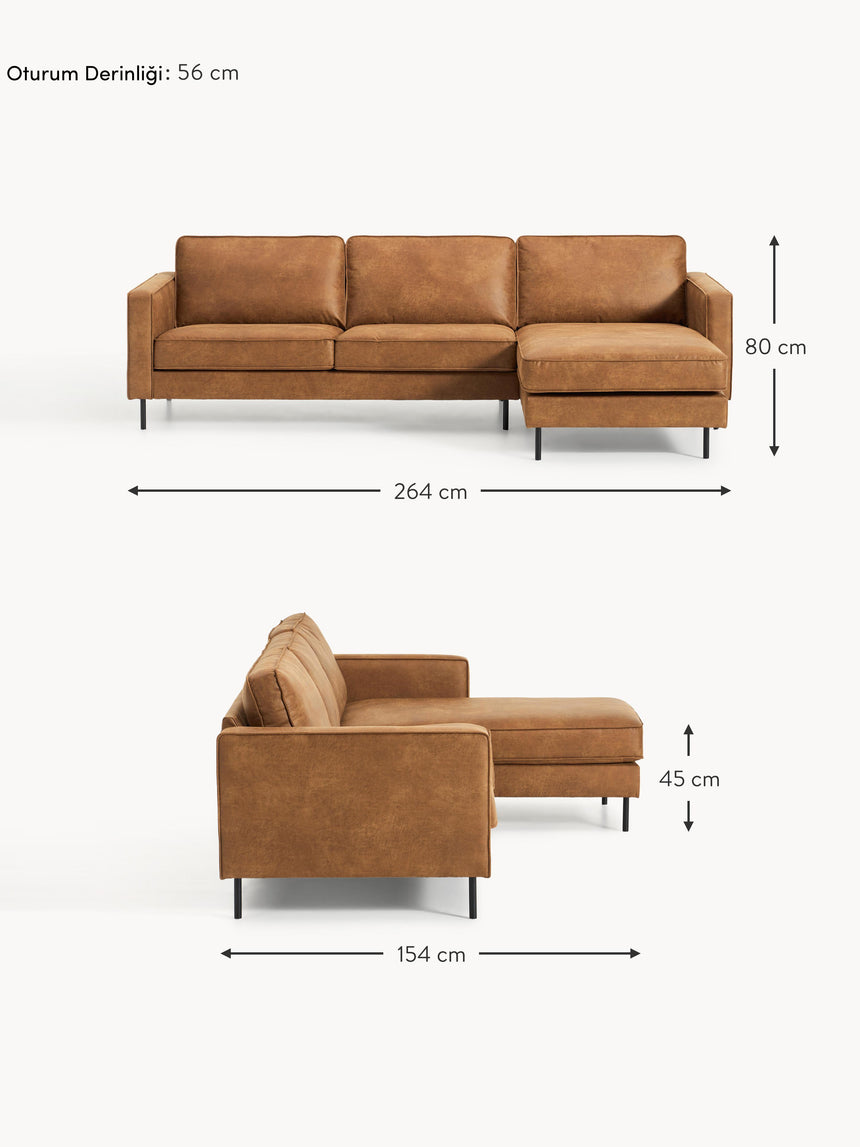 Brooks Köşe Koltuk Taba Kahve