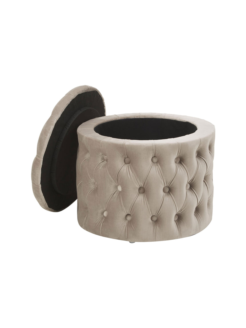 Cara Kapitone Sandık Puf Bej