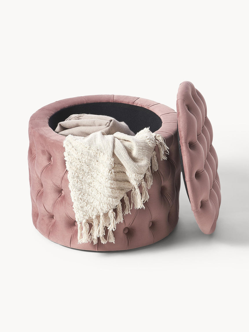 Cara Kapitone Sandık Puf Pembe