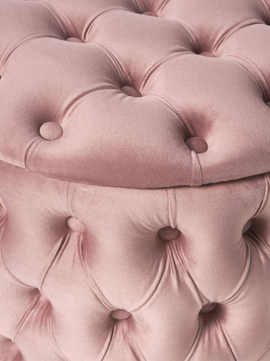 Cara Kapitone Sandık Puf Pembe