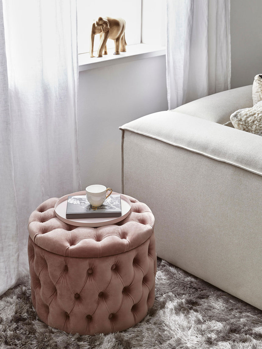 Cara Kapitone Sandık Puf Pembe